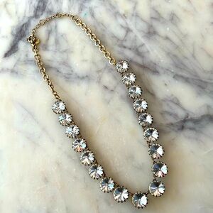 J Crew Brulee Necklace Aurora Borealis Rhinestones Sparkly Crystals Gold Tone